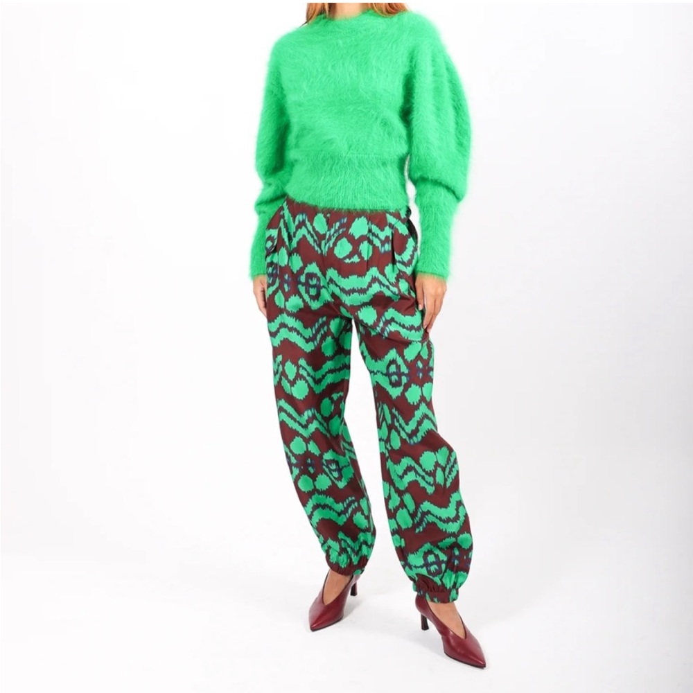 Ulla Johnson Lucinda pant green 100% silk pants ikat